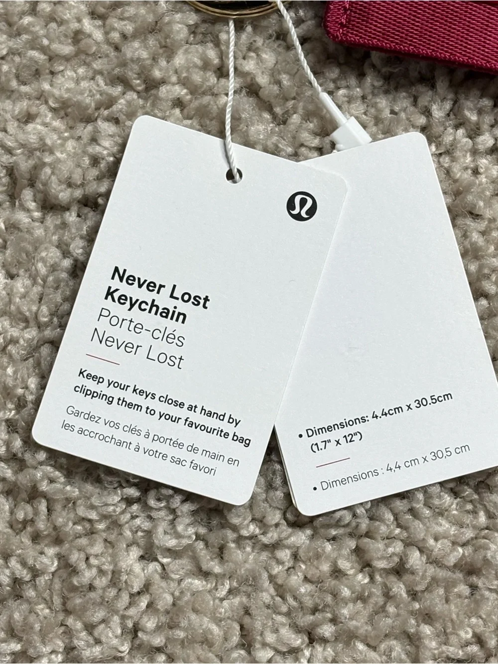 Lululemon Never Lost Keychain